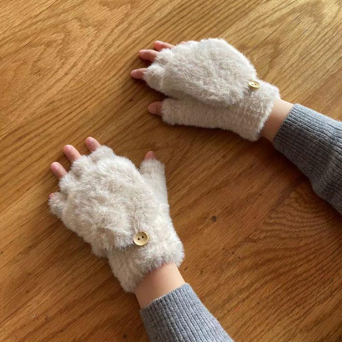 Fingerless gloves for children, fluffy, kids, juniors, smartphone, stylish, plain, simple, elementary school students, baby, gloves, mittens, boys, girls, warm, kindergarteners
