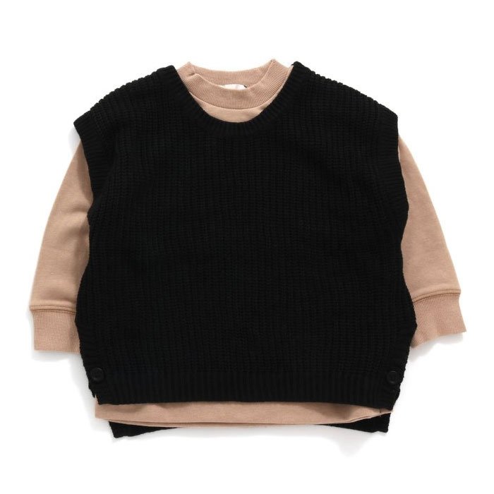 子供服 長袖 キッズ トレーナー ジレ付き ベスト付き スウェット ニット トップス 綿 カットソー こども 女の子 男の子 かわいい シンプル セラフ