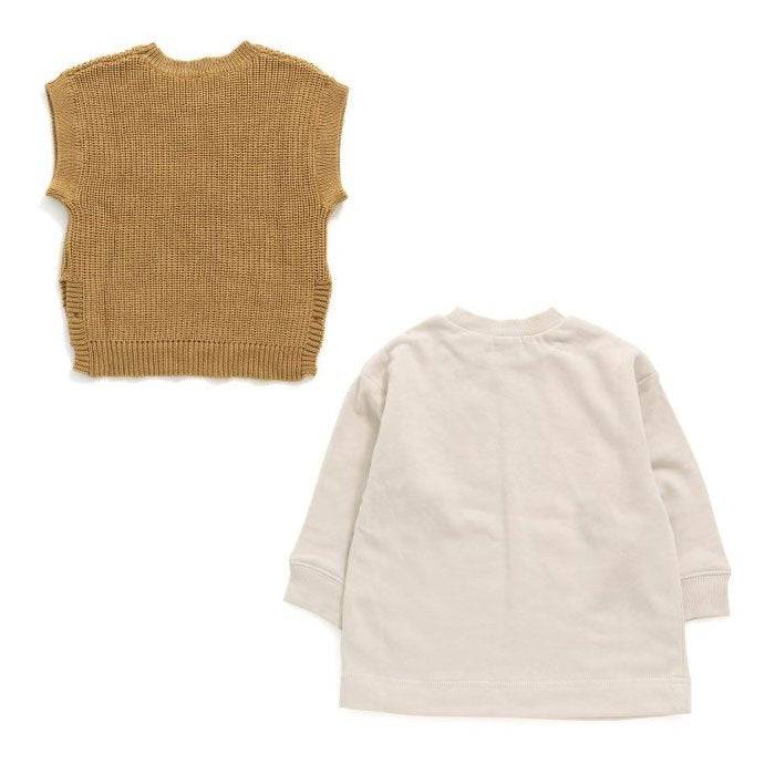 子供服 長袖 キッズ トレーナー ジレ付き ベスト付き スウェット ニット トップス 綿 カットソー こども 女の子 男の子 かわいい シンプル セラフ