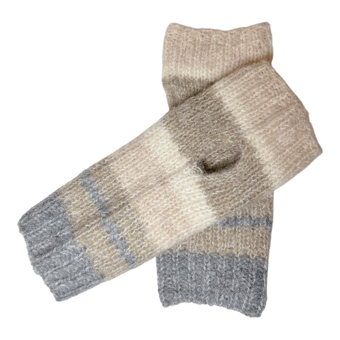 モヘアニットマルチボーダーハンドウォーマー レディース