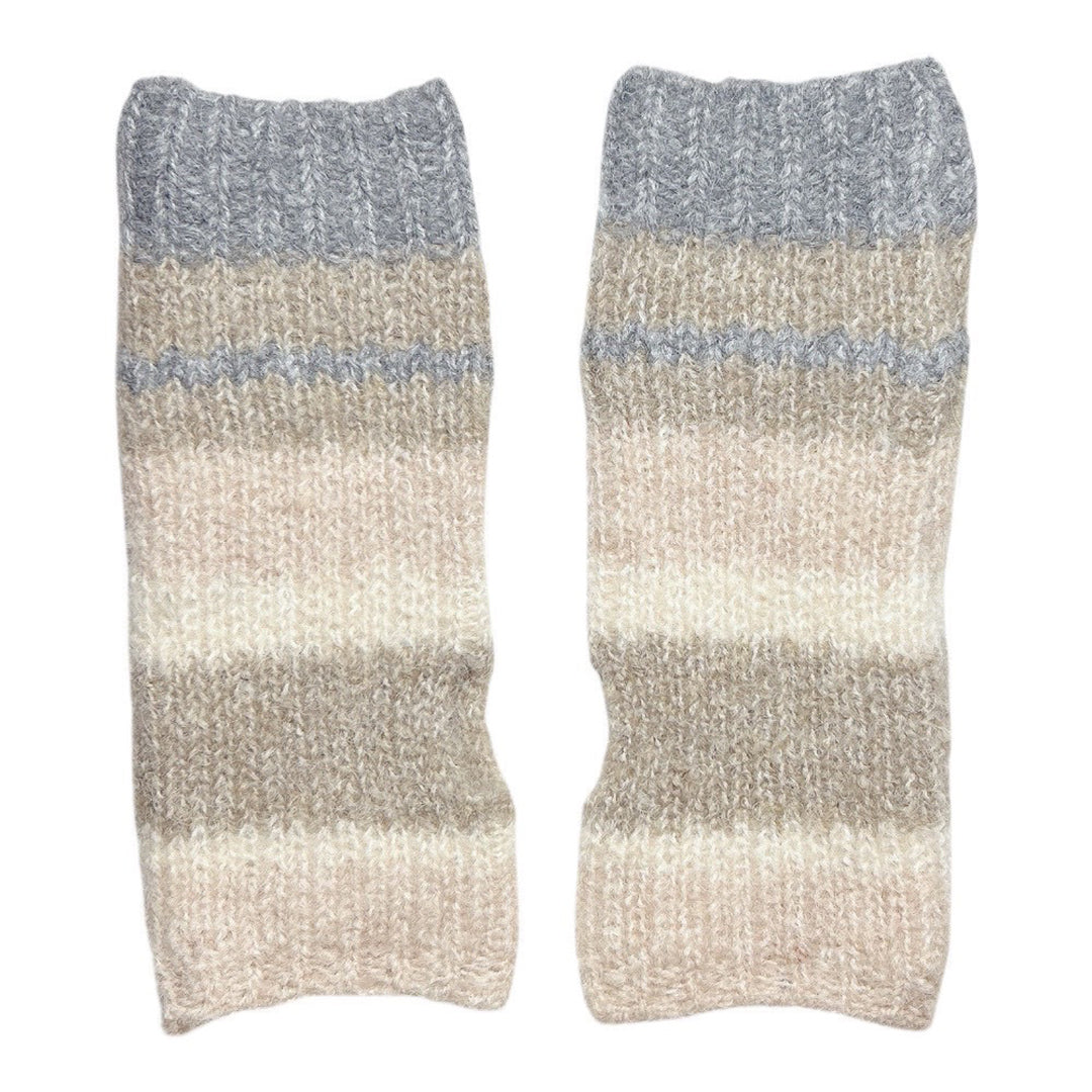 モヘアニットマルチボーダーハンドウォーマー レディース