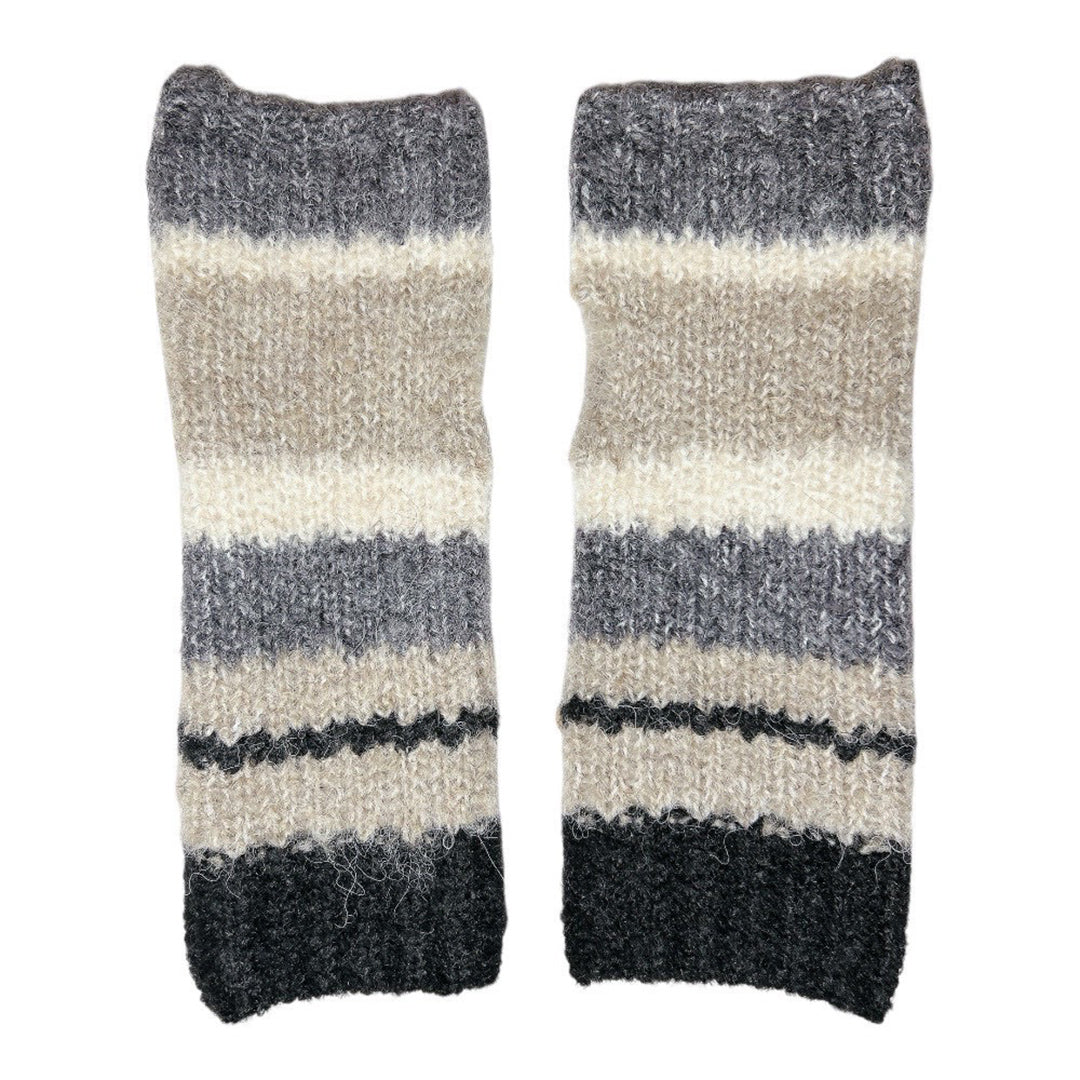 モヘアニットマルチボーダーハンドウォーマー レディース