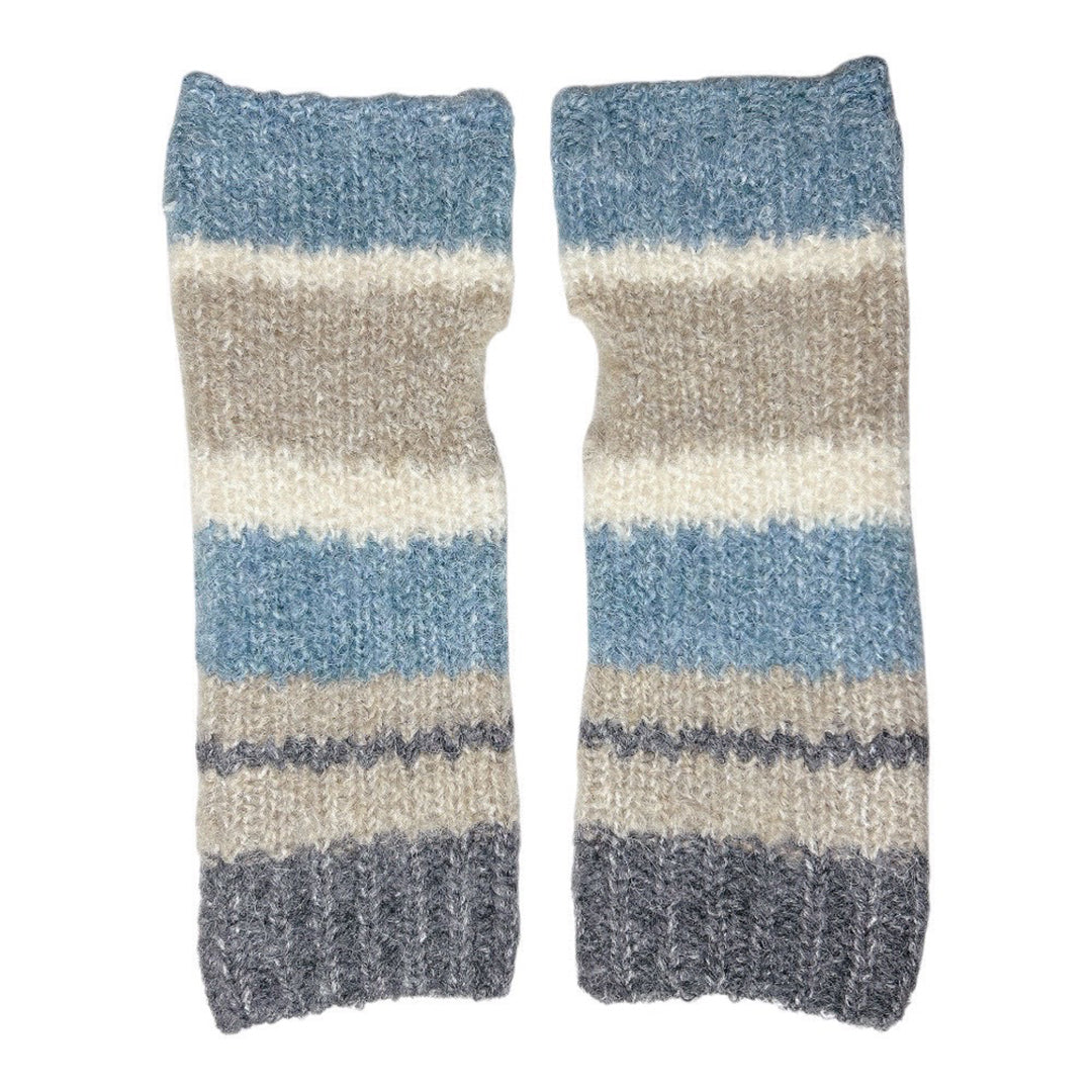 モヘアニットマルチボーダーハンドウォーマー レディース