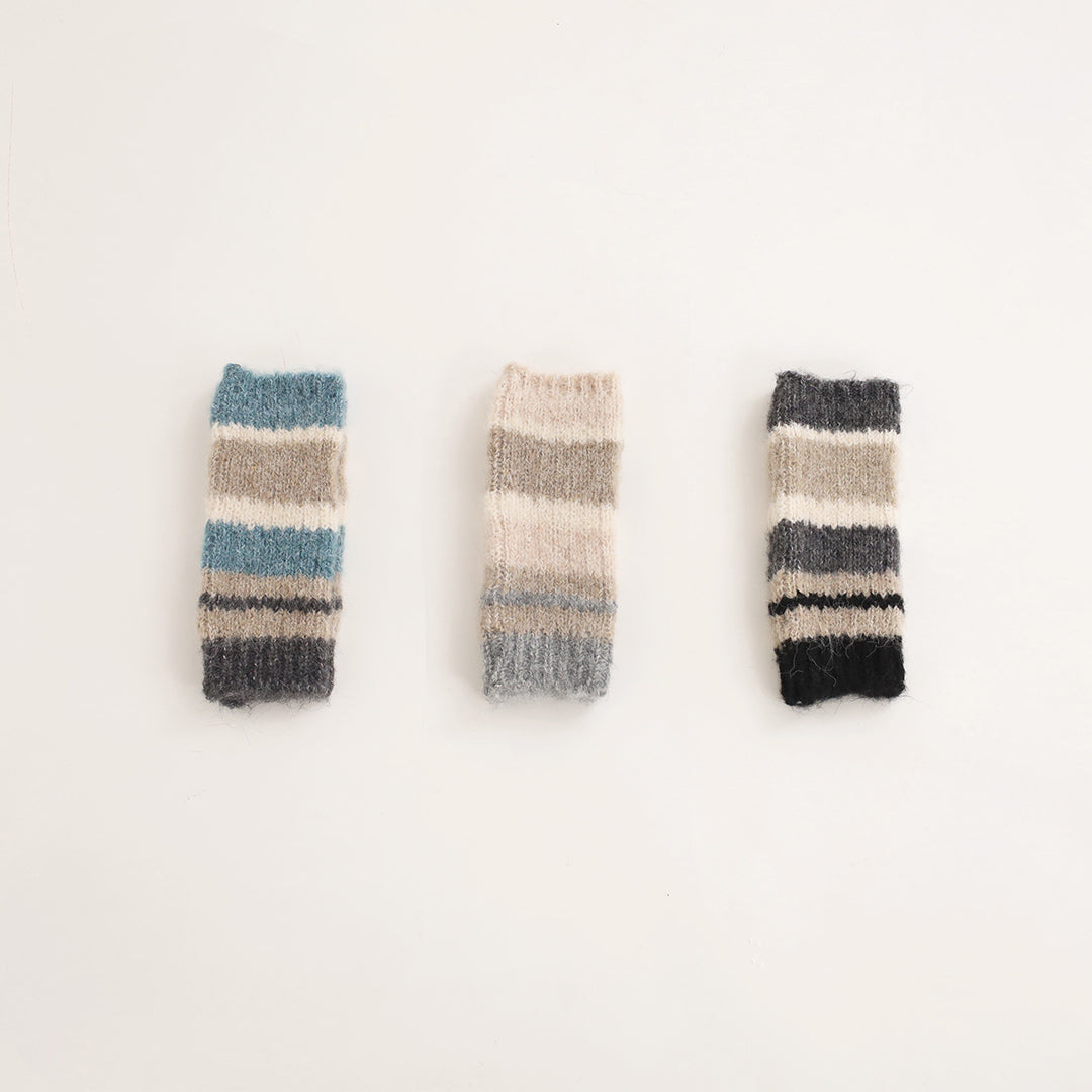 モヘアニットマルチボーダーハンドウォーマー レディース