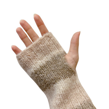 モヘアニットマルチボーダーハンドウォーマー レディース