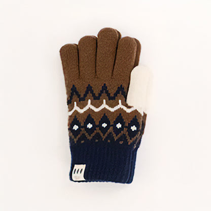 フェアアイル柄手袋  もこもこ裏地付き レディース 大人 おしゃれ あったかい ボーダー モコモコ シンプル ベビー てぶくろ ミトン カジュアル 普段使い