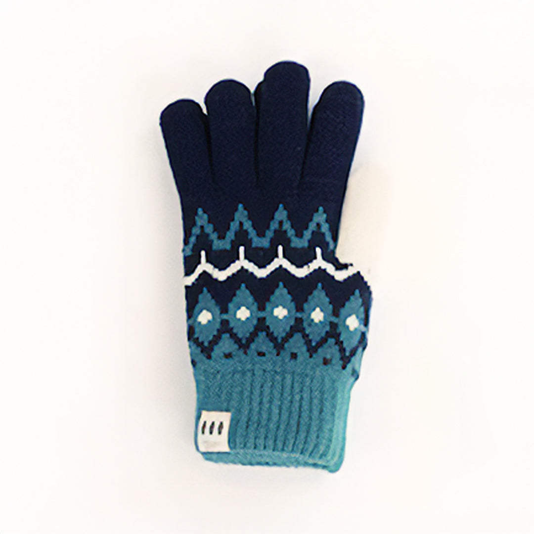 フェアアイル柄手袋  もこもこ裏地付き レディース 大人 おしゃれ あったかい ボーダー モコモコ シンプル ベビー てぶくろ ミトン カジュアル 普段使い