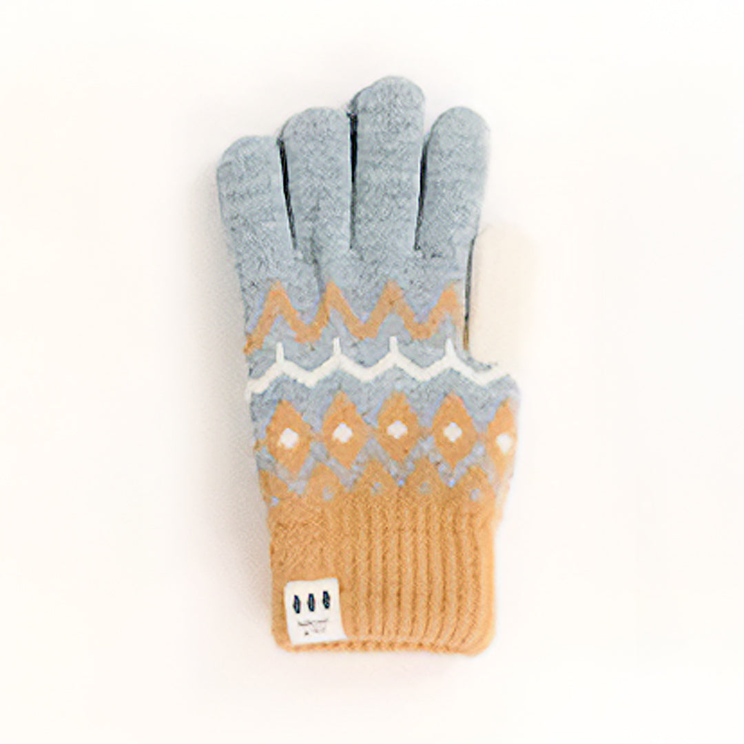 フェアアイル柄手袋  もこもこ裏地付き レディース 大人 おしゃれ あったかい ボーダー モコモコ シンプル ベビー てぶくろ ミトン カジュアル 普段使い