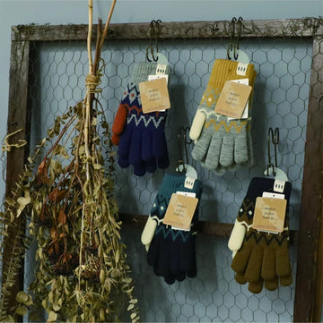 フェアアイル柄手袋  もこもこ裏地付き レディース 大人 おしゃれ あったかい ボーダー モコモコ シンプル ベビー てぶくろ ミトン カジュアル 普段使い