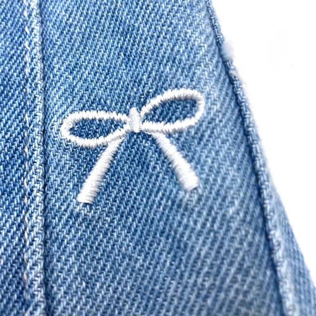 エルコペック ソフトタッチ コットンデニム サイド刺繍 ワイドデニムパンツ
