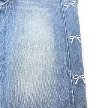 エルコペック ソフトタッチ コットンデニム サイド刺繍 ワイドデニムパンツ