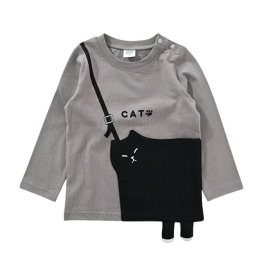 CHEEK ROOM チークルーム ねこポシェットロングTシャツ