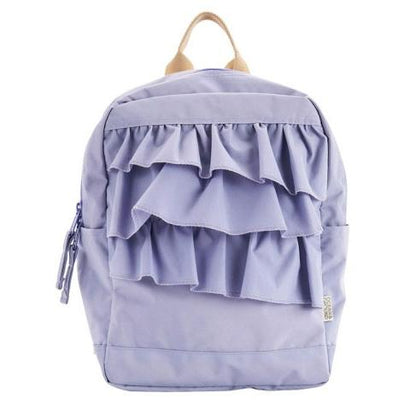 Stylish ruffled nylon backpack for girls with a harness, perfect for kindergarten, elementary school, outdoor activities, camping, and field trips. Ocean &amp; Ground DAYPACK SWEETS TIME