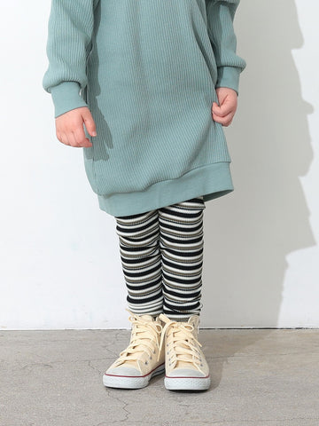 ocean&ground ストレッチワッフルボーダーレギンス