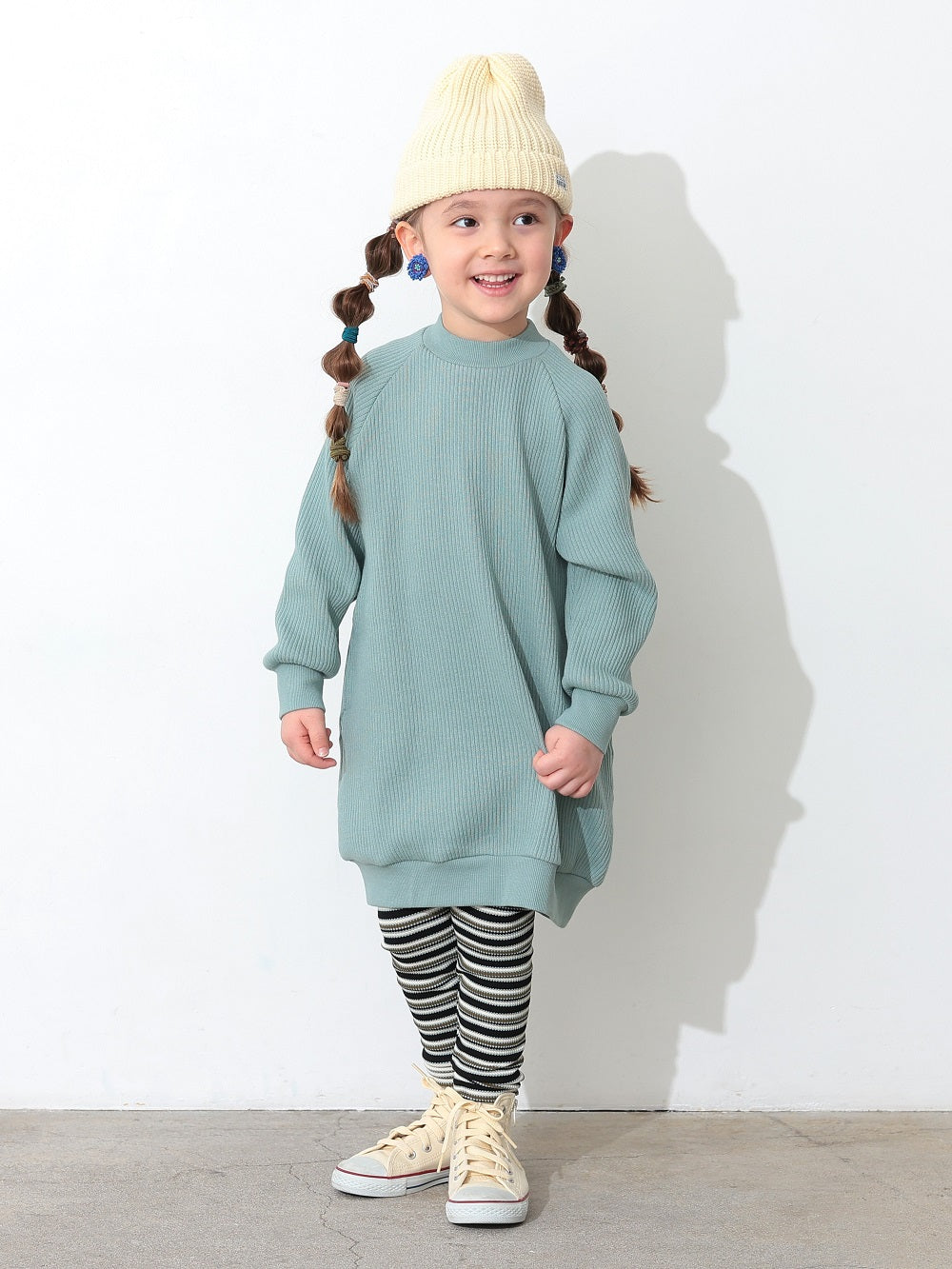 ocean&ground ストレッチワッフルボーダーレギンス