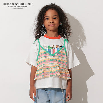 Ocean&Ground 透かしニットJQフリルキャミソール