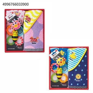 サッシー 出産祝いセット 5点（ウォッシュタオル・ビブ×2・ラトル・歯固め）