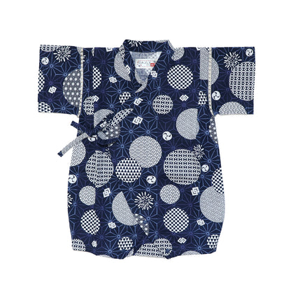 Jinbei yukata baby rompers, sizes 70 and 80, perfect for babies and girls. Featuring a Japanese pattern, this jinbei yukata is a great gift for babies and toddlers.