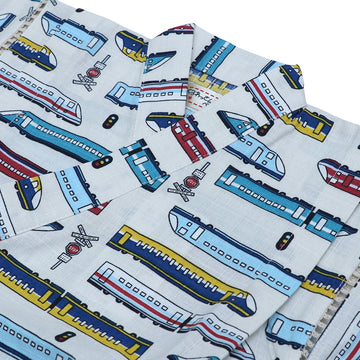 男の子 甚平 北欧列車柄 80-130size