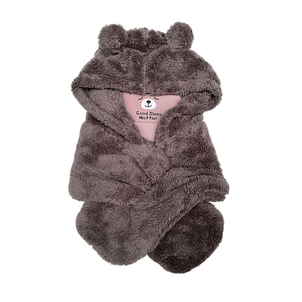 耳付きフードマフラー 恐竜・うさぎ・くま キッズ もこもこ 防寒