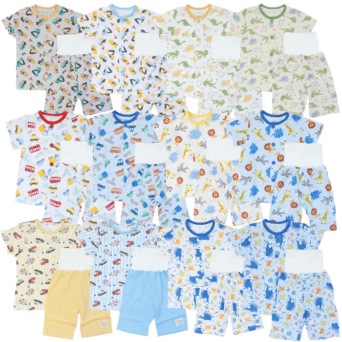 Baby boy's short-sleeved pajamas with belly warmer