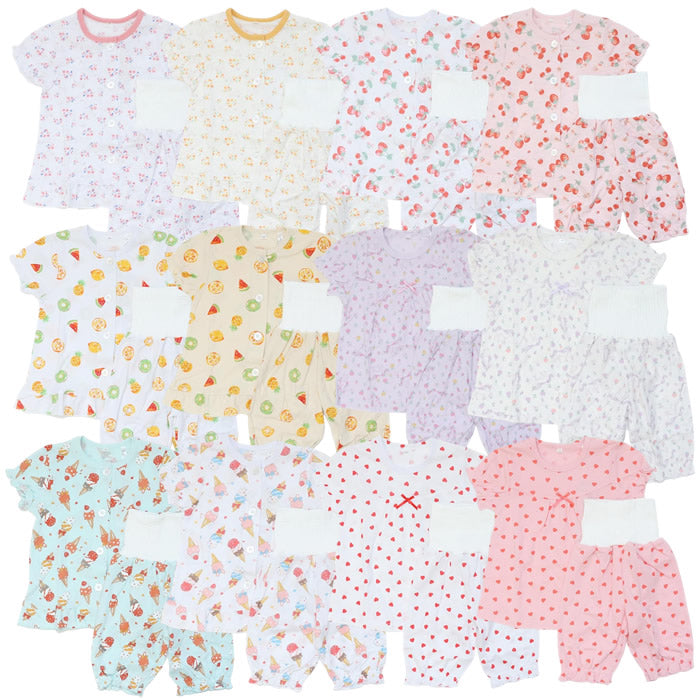 Girls' short-sleeved pajamas with belly warmer