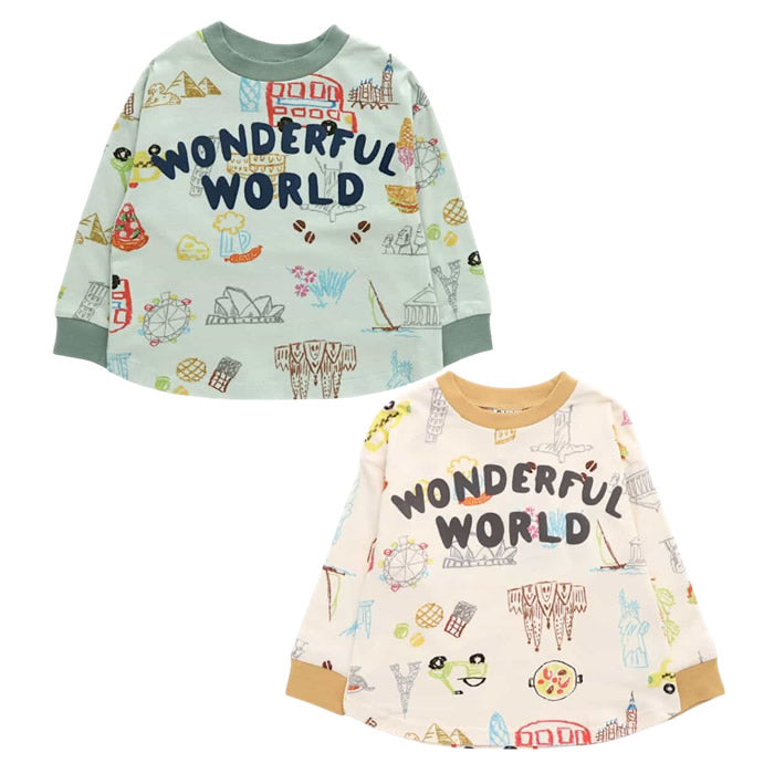 世界のパン柄&都市柄長袖Tシャツ