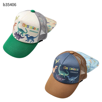 Kids Foret 恐竜メッシュキャップ 日除けポケット付き