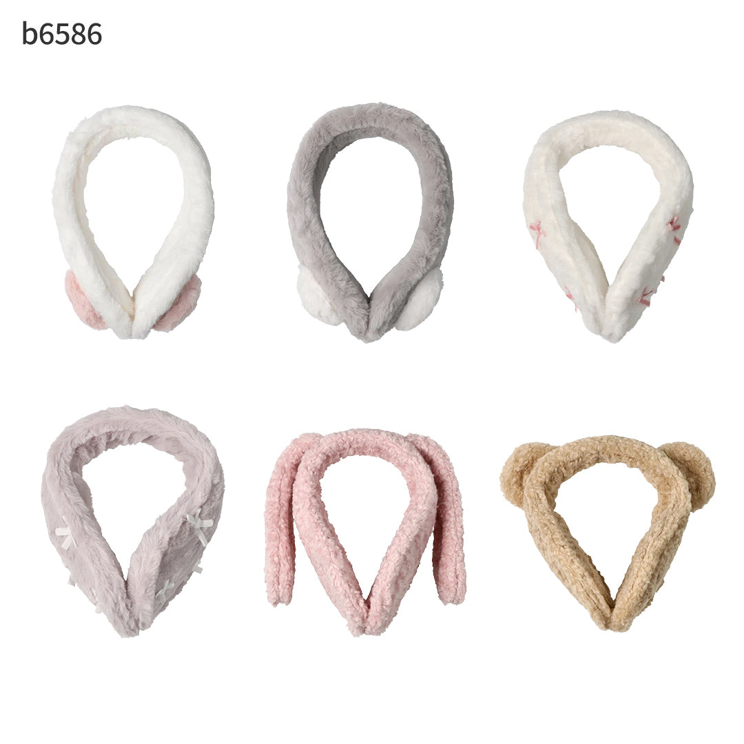 Kids Foret イヤーマフ フェイクファー もこもこボア リボン付き ふわふわハート アニマル