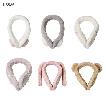 Kids Foret イヤーマフ フェイクファー もこもこボア リボン付き ふわふわハート アニマル