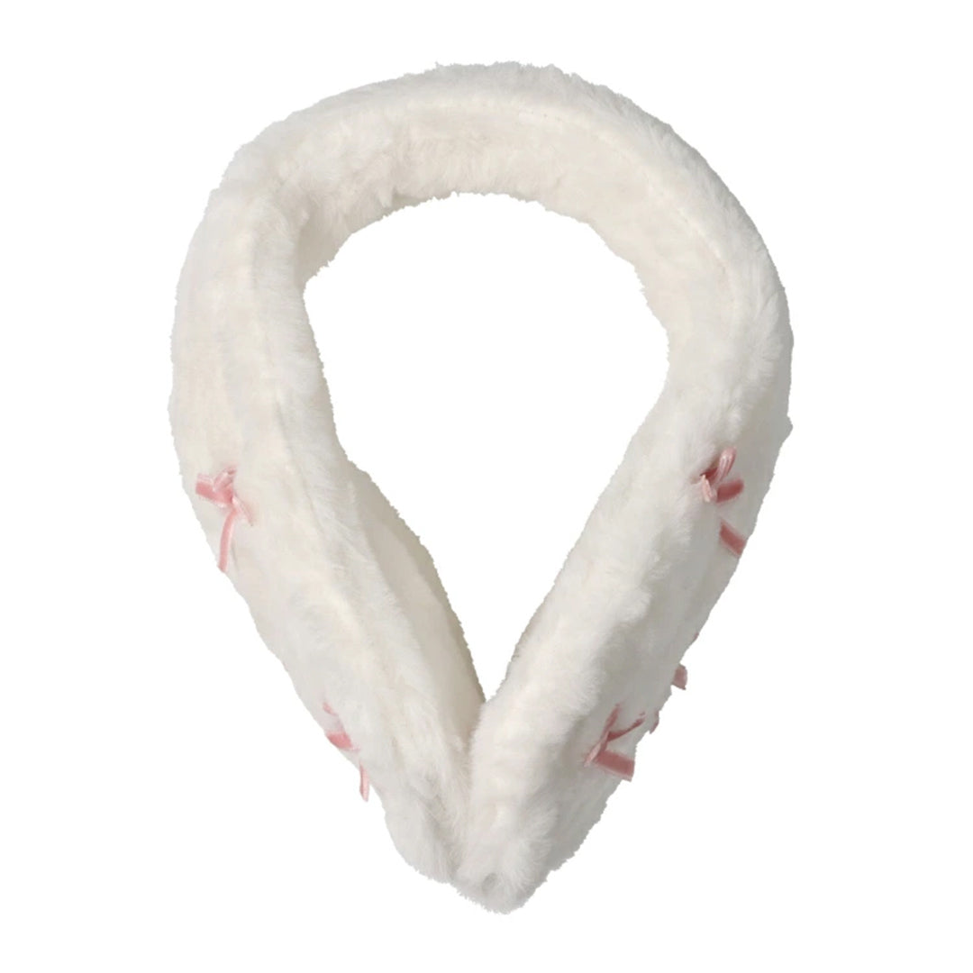 Kids Foret イヤーマフ フェイクファー もこもこボア リボン付き ふわふわハート アニマル