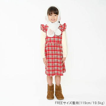 Kids Foret イヤーマフ フェイクファー もこもこボア リボン付き ふわふわハート アニマル