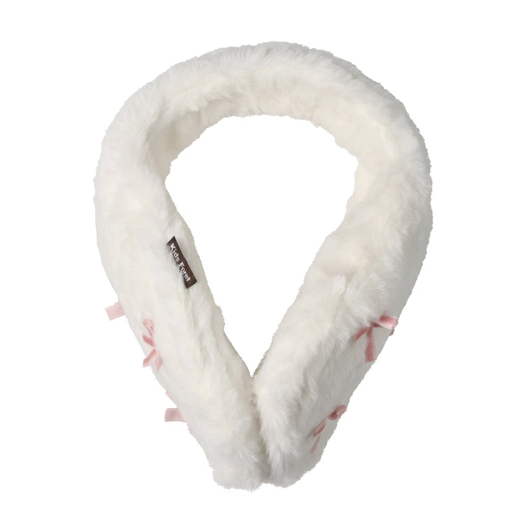 Kids Foret イヤーマフ フェイクファー もこもこボア リボン付き ふわふわハート アニマル