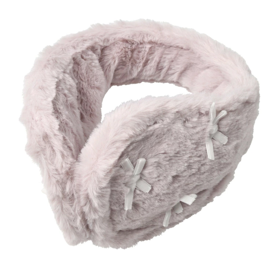 Kids Foret イヤーマフ フェイクファー もこもこボア リボン付き ふわふわハート アニマル