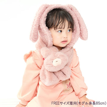Kids Foret イヤーマフ フェイクファー もこもこボア リボン付き ふわふわハート アニマル