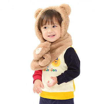 Kids Foret イヤーマフ フェイクファー もこもこボア リボン付き ふわふわハート アニマル