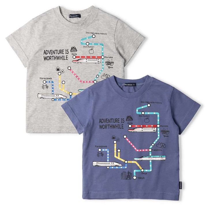 moujonjon JR新幹線電車路線図半袖Tシャツ