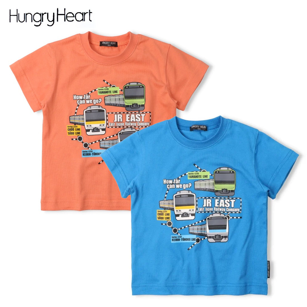 Hungry Heart JR在来線電車路線図風プリント半袖Tシャツ