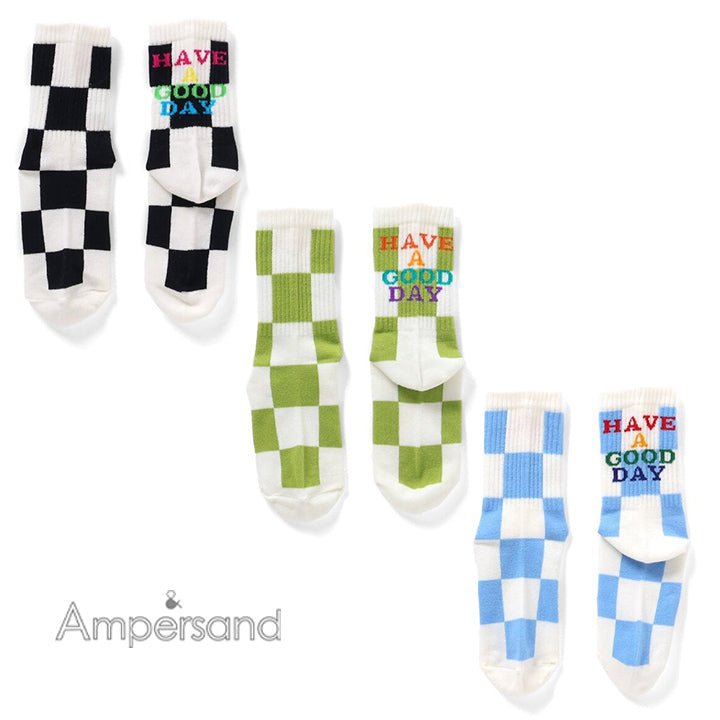 ampersand チェッカーフラッグ柄ソックス