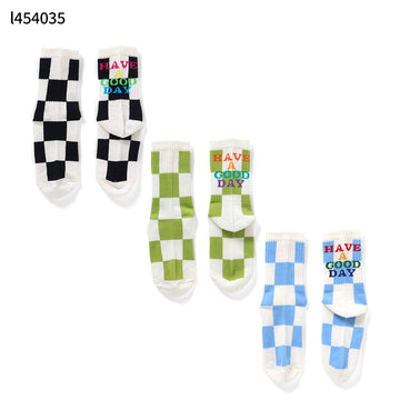 ampersand チェッカーフラッグ柄ソックス