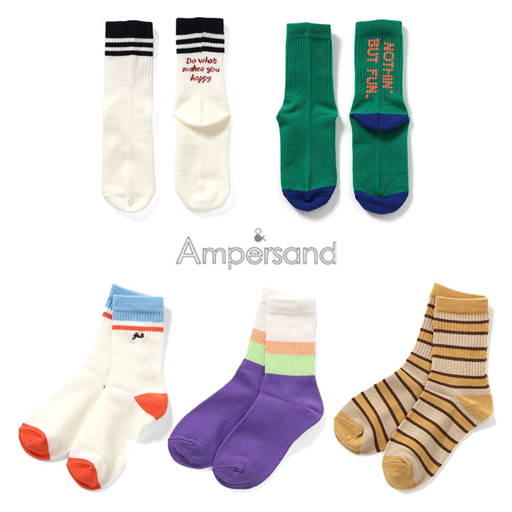 ampersand シンプルカラフルソックス
