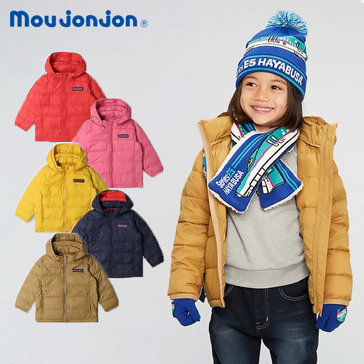 moujonjon ナイロンタフタ無地ダウンジャケット 収納袋付き