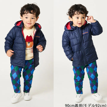 moujonjon ナイロンタフタ無地ダウンジャケット 収納袋付き