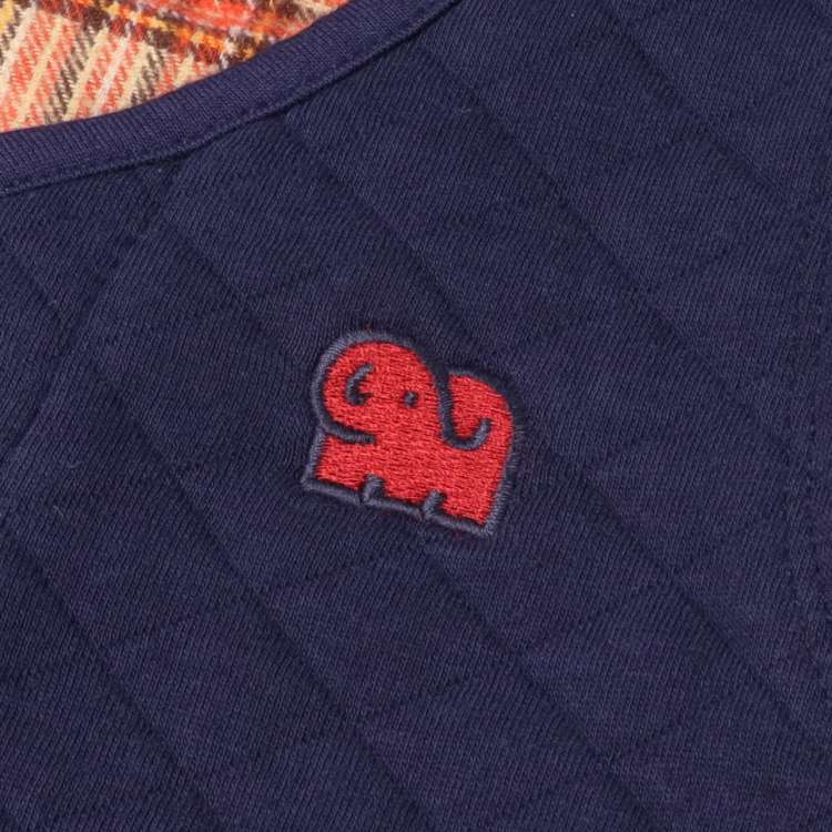 moujonjon ぞう刺繍入りニットキルトベスト