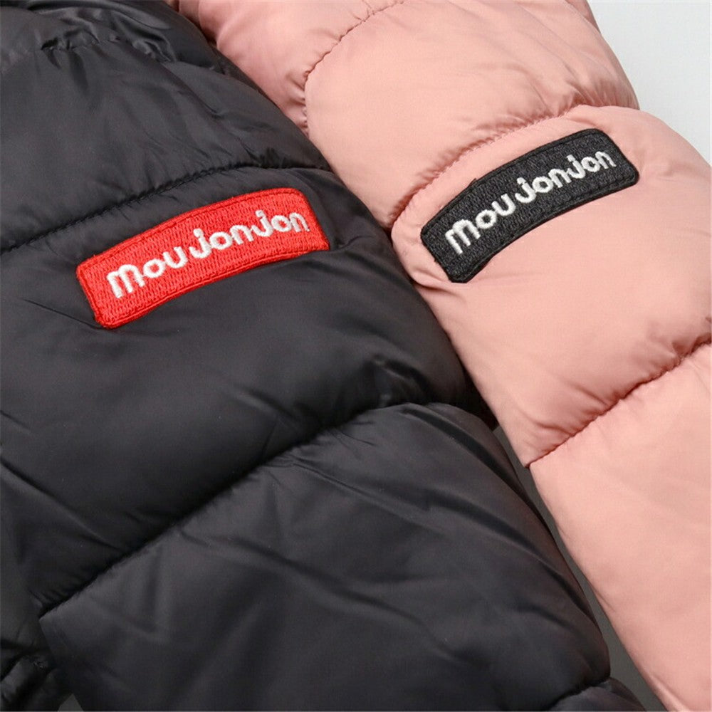 moujonjon フード取り外し ナイロン中綿ジャケット 90 100 110 120 130cm