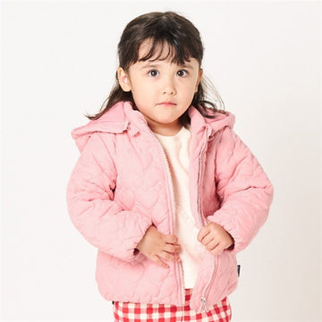 moujonjon ハート柄キルト中綿入りジャケット