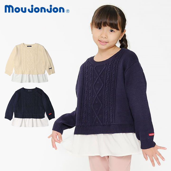 moujonjon 裾切替ウォッシャブルニット