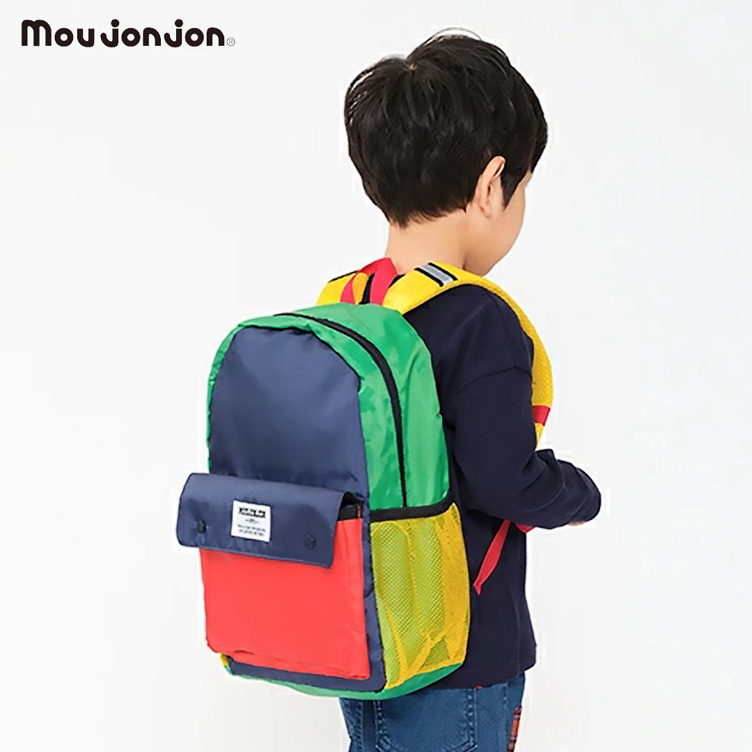 moujonjon はっ水加工無地 配色リュック