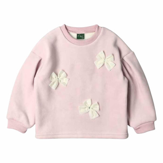 Crescent Heart Ribbon Velvet Fleece Sweatshirt