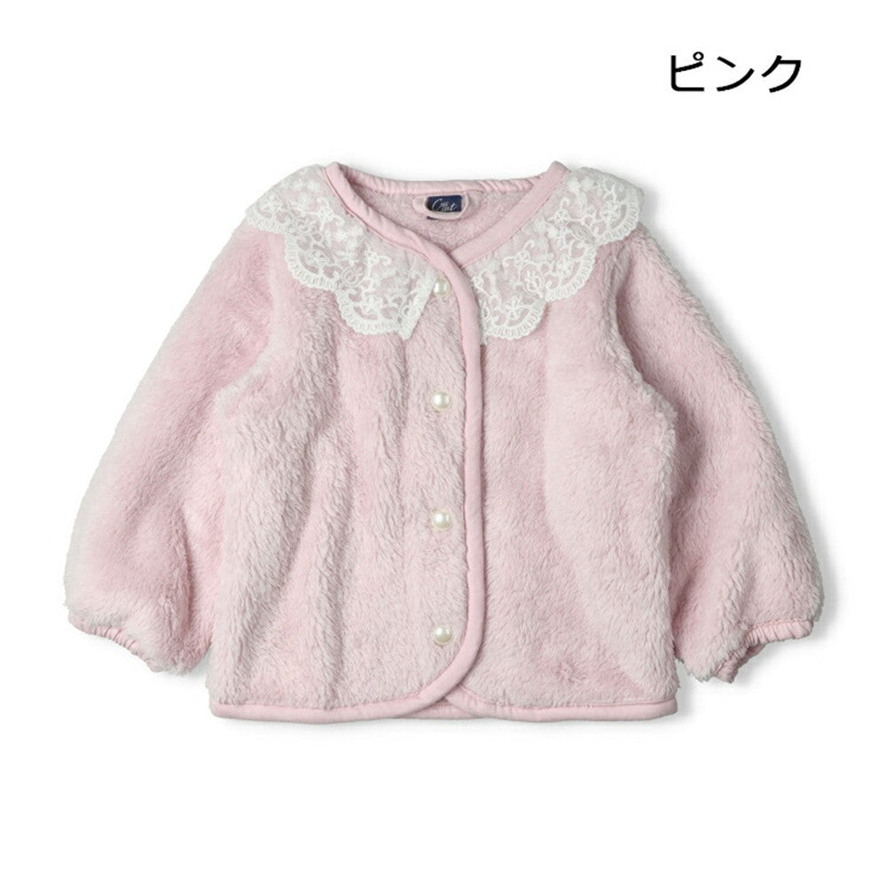crescent レース衿 ボアジャケット カーディガン 90 100 110 120 130cm